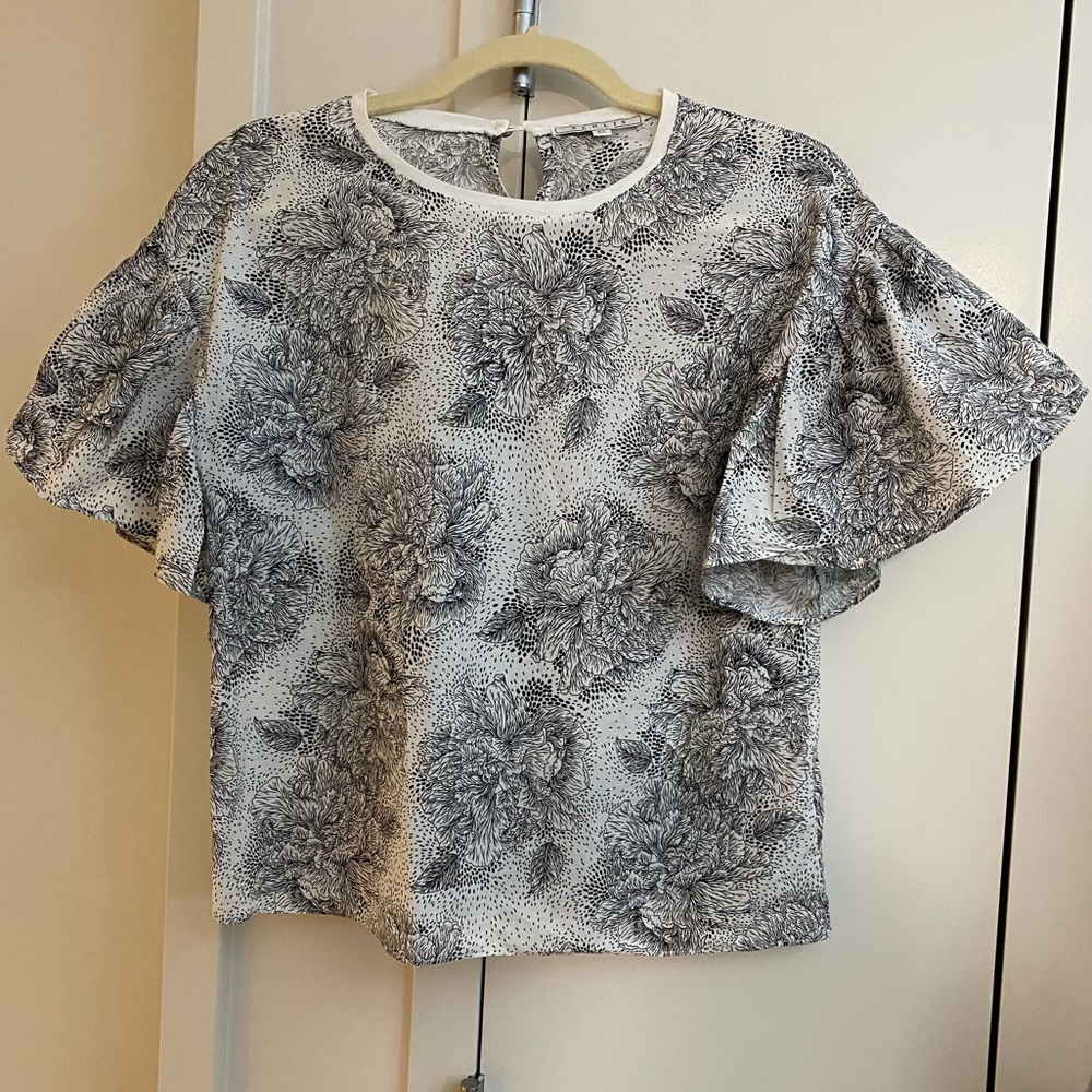 Senlis Black and White Flower Top Size: XS